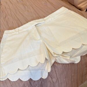 J. Crew White Bermuda Shorts with Scalloped Hem